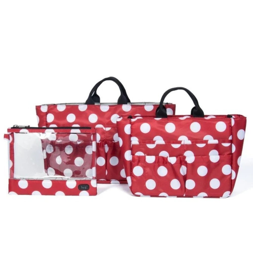 Disney inspired Lug Chariot 3 piece Handbag Organizer - Crimson Large Dot RARE